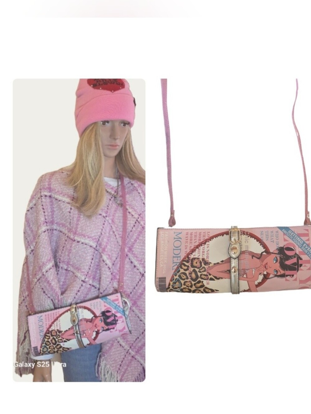 Brentano Vintage Magazine Graphic Roll Clutch Bag Y2k